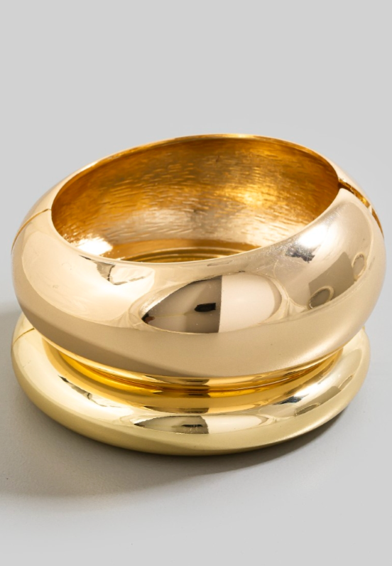 Gold Thick & Thin Hinge Bangle Set