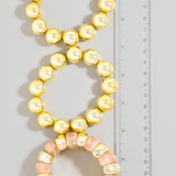 Pink Chunky Stone & Gold Ball Beaded Bracelet Set