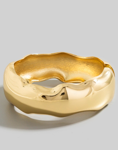 Gold Warped Hinge Bangle