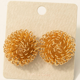 Gold Wire Flower Stud Earrings