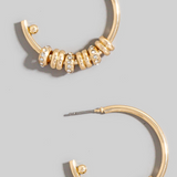 Gold Sparkle Charm Hoop Earrings