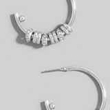 Silver Sparkle Charm Hoop Earrings