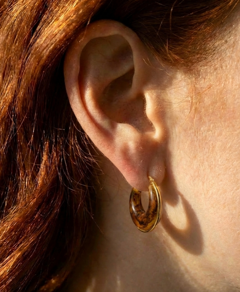 Tortoise Acrylic Latch Hoop Earrings