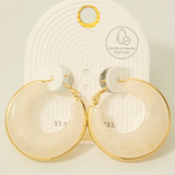 Ivory Acrylic Latch Hoop Earrings
