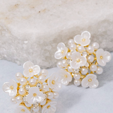 Cluster Pearl Flower Stud Earrings