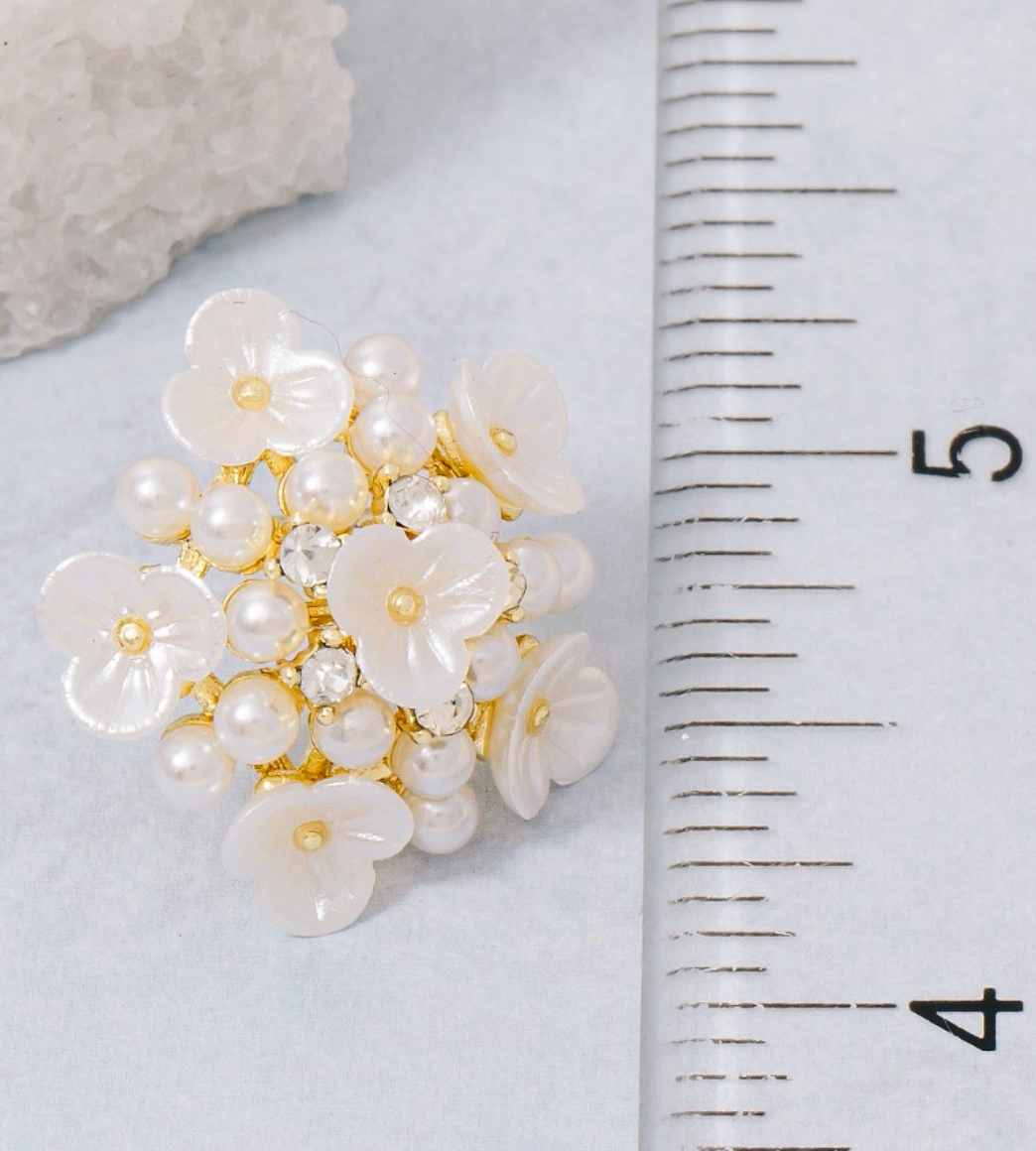 Cluster Pearl Flower Stud Earrings