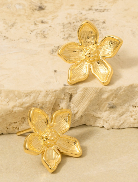 Gold Flower Stud Earrings