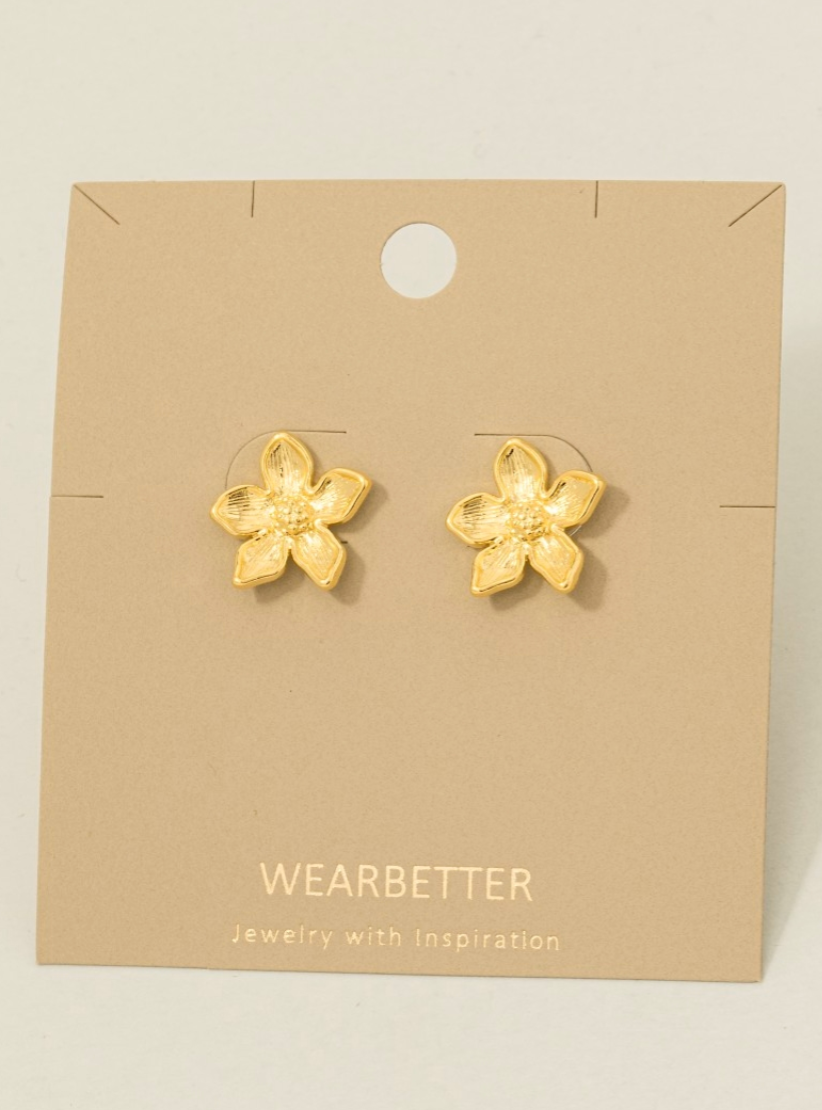 Gold Flower Stud Earrings