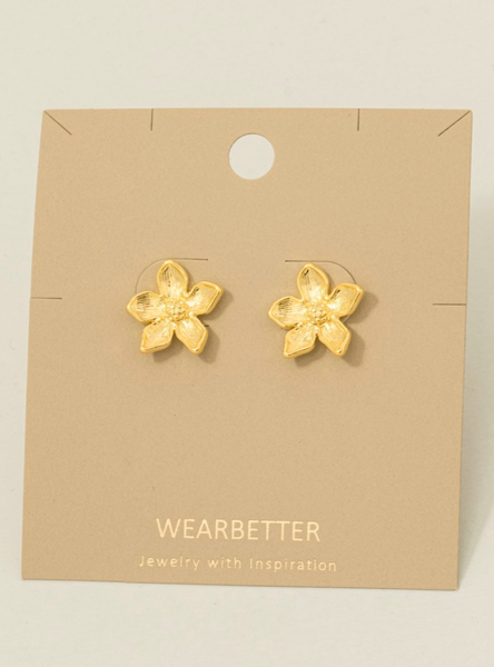 Gold Flower Stud Earrings