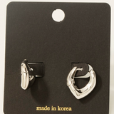Silver Pointed Hinge Hoop Earrings