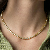 Cz Tennis Chain Necklace Gold Dipped