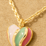 Colorful Enamel Heart Pendant Necklace