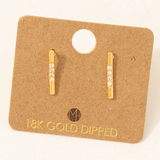 Studded Bar Stud Earrings - Gold