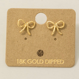 Wire Ribbon Bow Stud Earrings