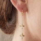 Mini Metallic Flowers Chain Dangle Earrings