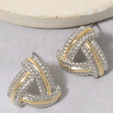 Two Tone Triangle Weave Stud Earrings Gold Dipped