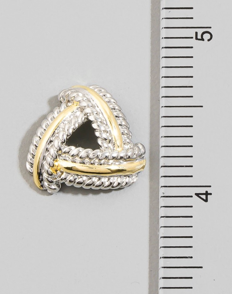 Two Tone Triangle Weave Stud Earrings Gold Dipped
