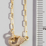 Pave Carabiner Clasp Paperclip Chain Necklace