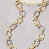 Two Tone Textured Oval Chain Necklace