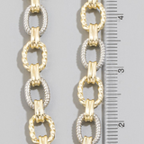 Two Tone Textured Oval Chain Necklace