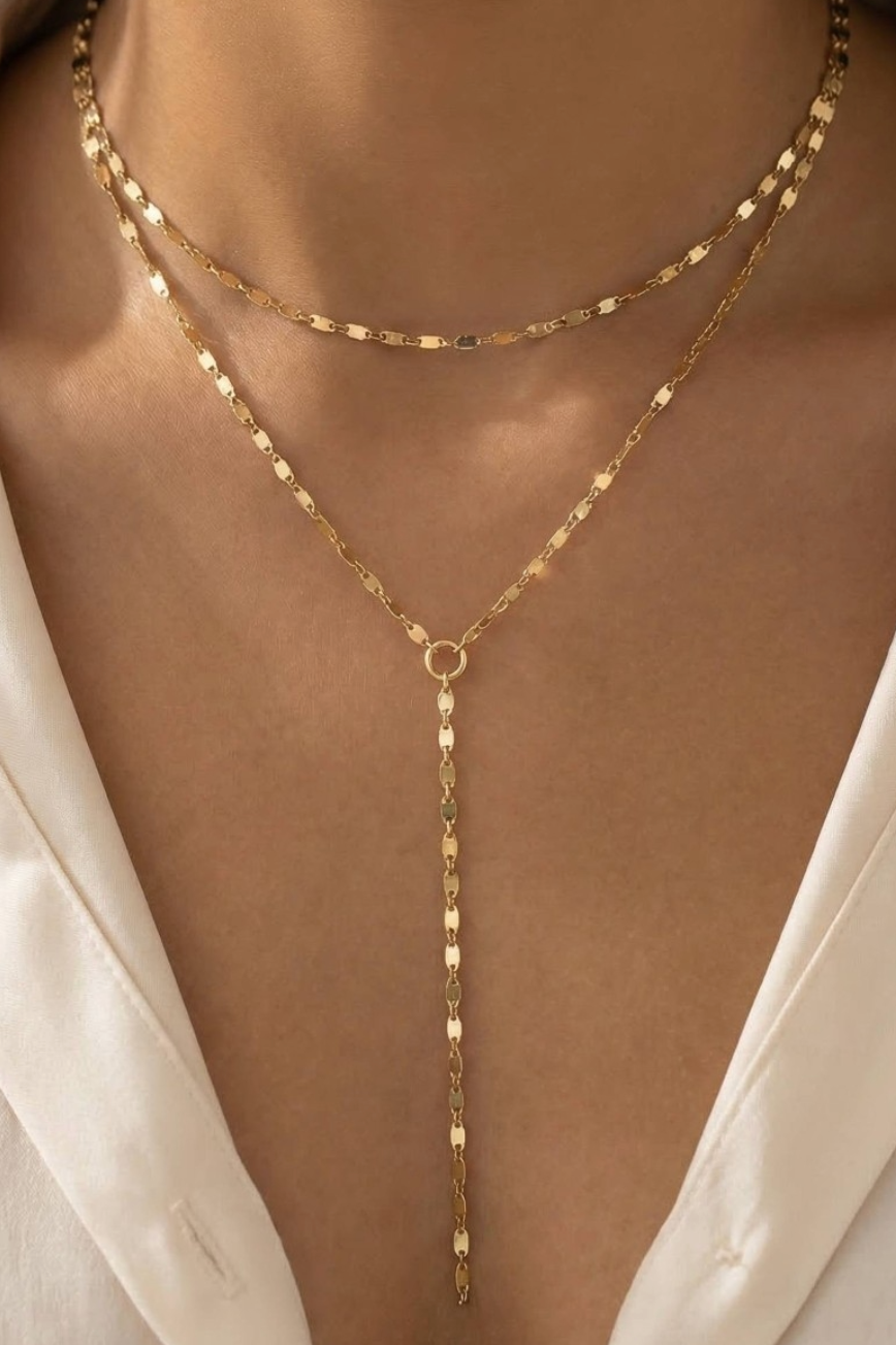 Chain Link Layered Y Necklace
