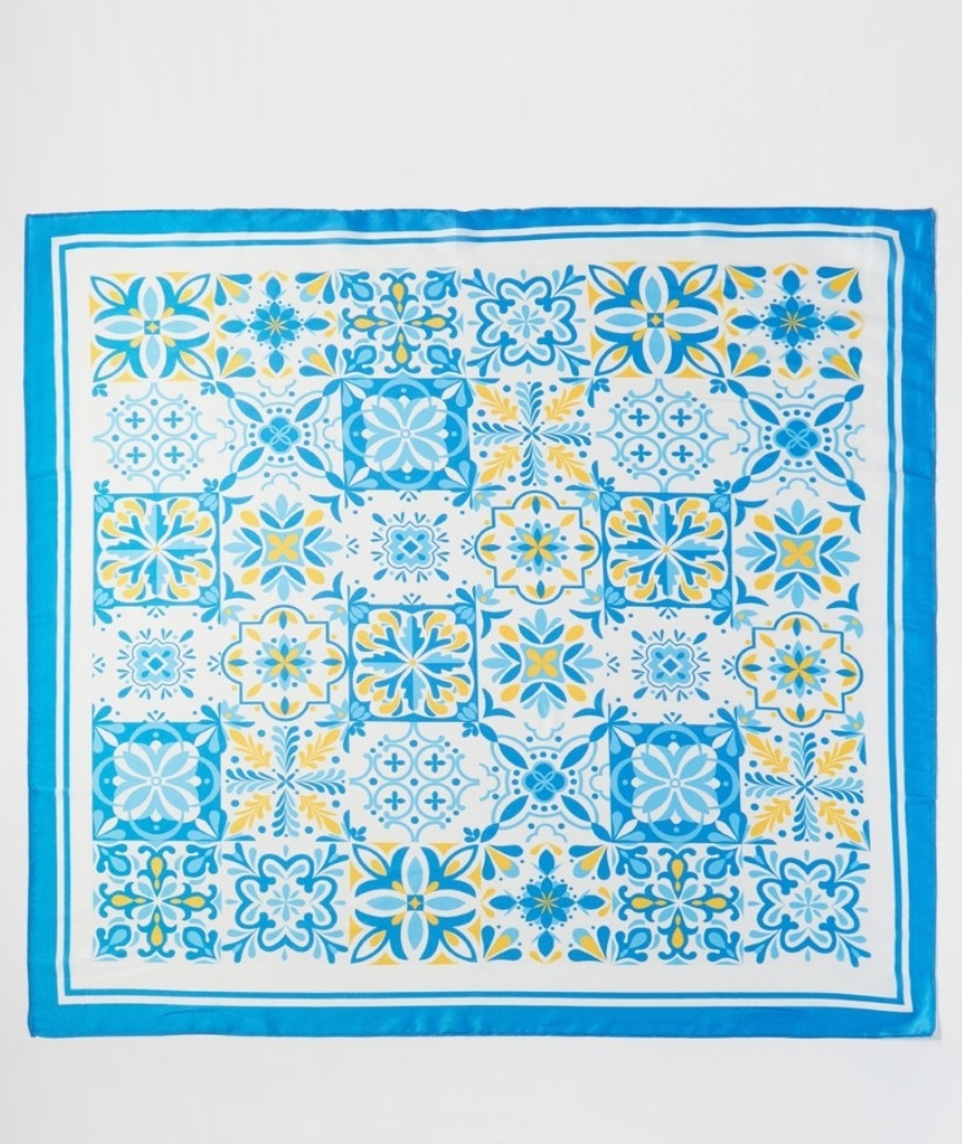 Mosaic Tiles Print Square Bandana Scarf
