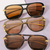 Gold Knot Hardware Oversized Aviator Sunglasses