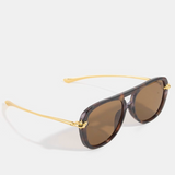 Gold Knot Hardware Oversized Aviator Sunglasses