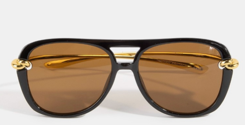 Gold Knot Hardware Oversized Aviator Sunglasses