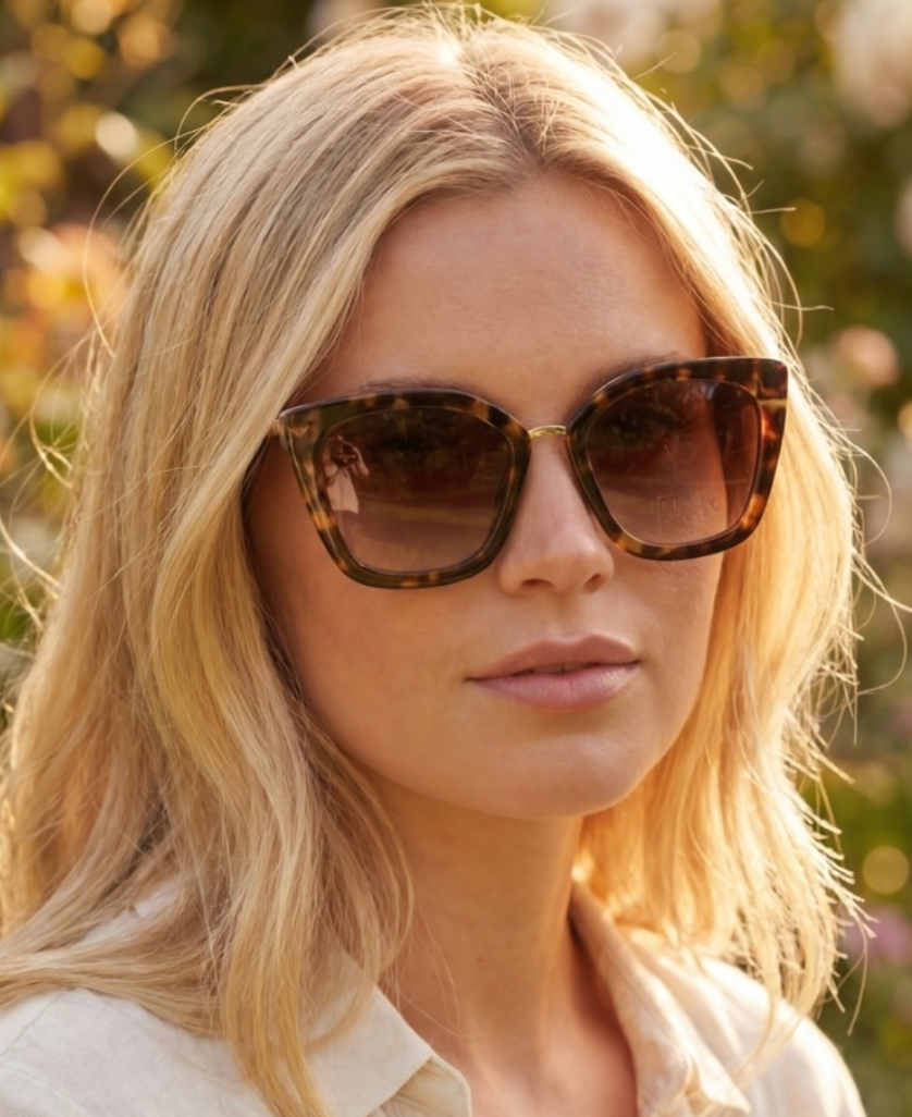 Oversized Cat Eye Square Double Bridge Sunglasses