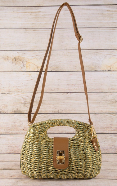 The Capri Gold Woven Straw Bag