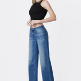 Mid Rise Wide Leg Raw Hem Denim - Flying Monkey Jeans - D1