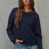 The Caleb Navy Stitched Sweater