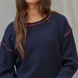The Caleb Navy Stitched Sweater