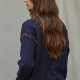 The Caleb Navy Stitched Sweater