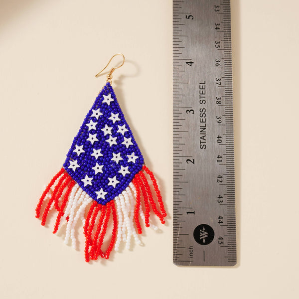 Flag Seed Beaded Dangling Earrings