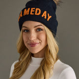Game Day Pom Hat - Navy & Orange