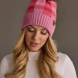 Pink & Bright Pink Plaid Knit Pom Hat