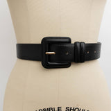 Square Buckle Belt Dark Brown