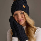 Navy Cable Knit Mittens