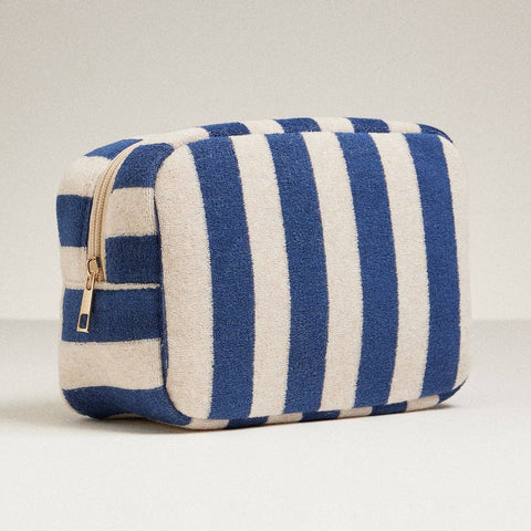 Navy - Terry Fabric Striped Multi-Purpose Pouch