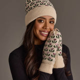 Cream Small Floral Pattern Knit Pom Hat
