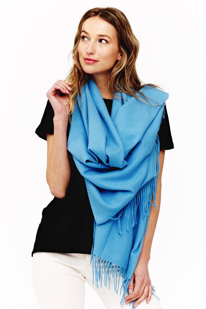 Soft Cashmere Blend Solid Color Fringes Scarf - 8 colors