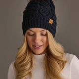 Navy Cable Knit Pom Hat