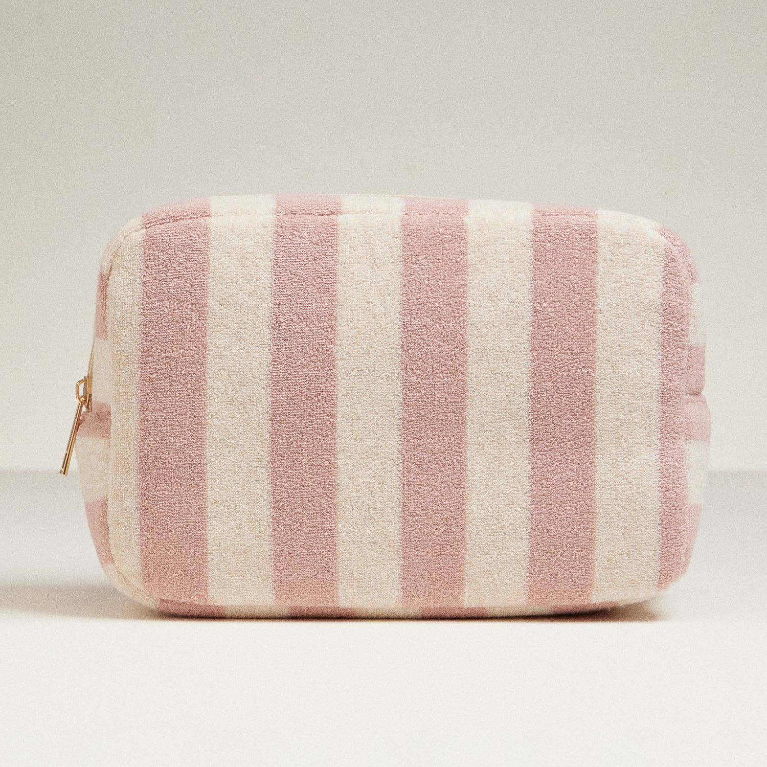 Pink -Terry Fabric Striped Multi-Purpose Pouch