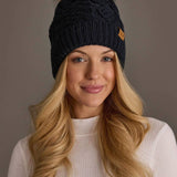 Navy Cable Knit Pom Hat