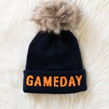 Game Day Pom Hat - Navy & Orange