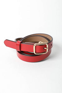 Red Skinny Leather Belt