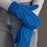 Blue Cable Knit Mittens
