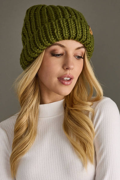 Olive Chunky Knit Beanie